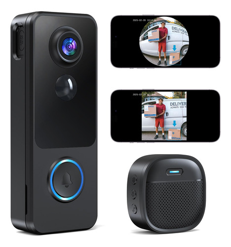 Cámara De Timbre Inalámbrica Mubview 2k 3mp 180° Con Timbre