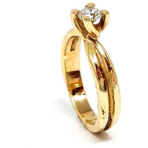 Anillo Solitario En Oro Amarillo De 14k 36pts. Brazo Liso