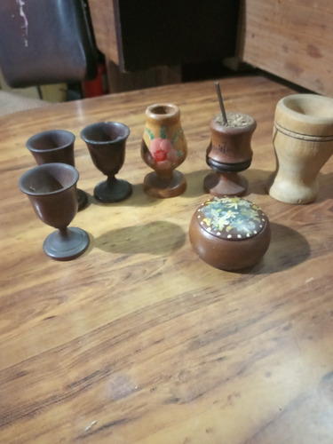 Lote De 7 Piezas  Madera.adornos Pequeños Artesanal Oferta