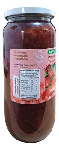 Mermelada Artesanal De Frutillas Natural 1000gr.