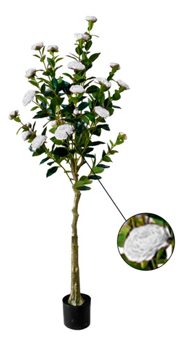 Arbol Artificial Planta Flor Camelias C/flores 1.5m+maceta