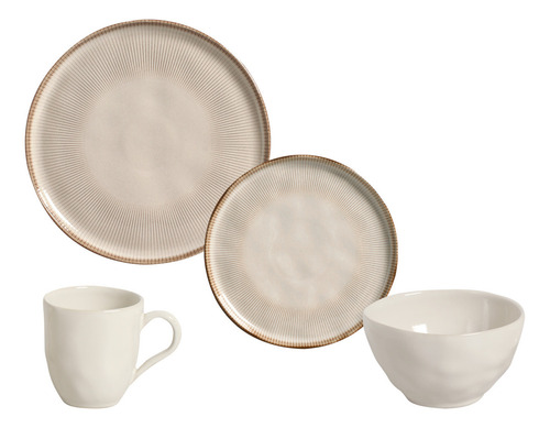 Aparelho De Jantar 16 Peças Raio E Clay Porto Brasil