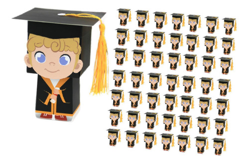 50 Uds. Cajas De Regalo Con Gorro De Graduación, Cajas ,