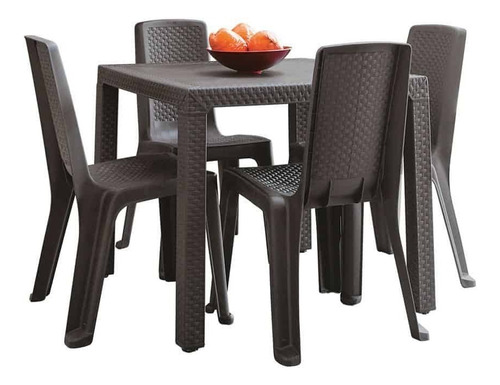 Mesa C/ 4 Sillas Marca Rimax Textura Rattan Plastico