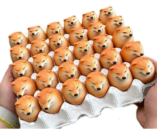 3 Escuichi Huevo Doge Cheems Squishy Divertido Antiestres Color Marrón Claro