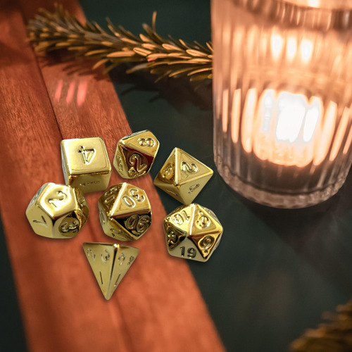 2 X 7x Dados De Varios Lados D4-d20 Juego De Dados Dorado
