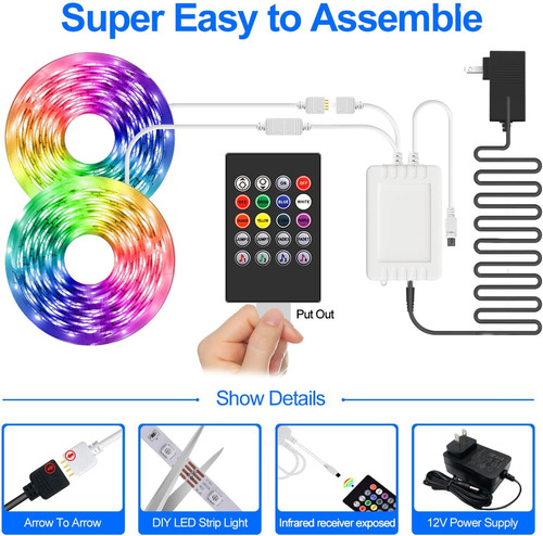 Luces De Tiras Led 100 Pies, Luces De Luz Inteligentes Con B
