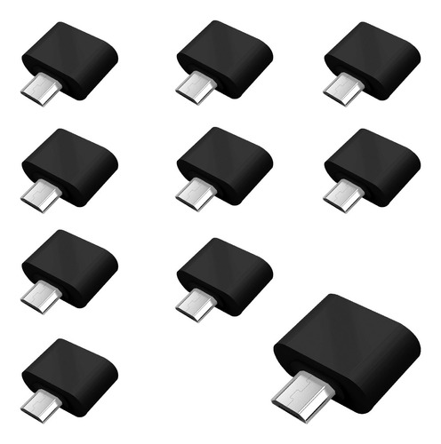 10pzs Cable Adaptador Otg Usb Hembra A V8 Memorias Mouse Color Negro