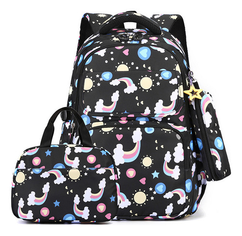 Mochila Infantil Rainbow De 3 Piezas Con Lonchera Y Estuche