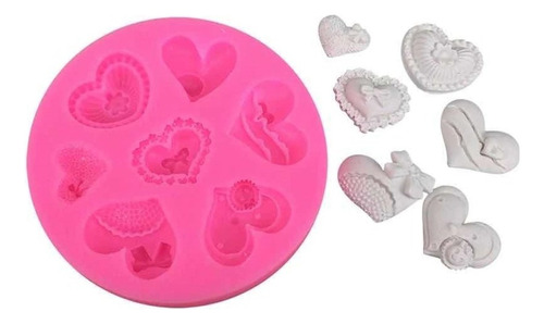 Molde Silicona Corazones X7 Porcelana Fría Reposteria,resina