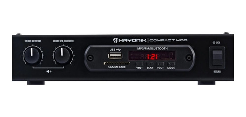 Amplificador Compact 400 Bluetooth Fm E 4 Saídas Som Hayonik