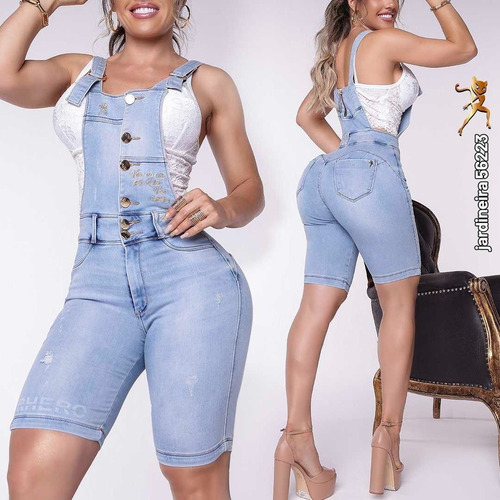 Imagem 2 de 3 de Macacão Rhero Jeans Ciclista Feminina Original Bojo Rhero