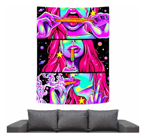 Tapiz Colgante De Muro Neon Girl - 73 X 95 Cm