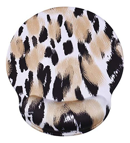 Mouse Pad With Wrist Rest, Leopard Print Ergonomic Gami...