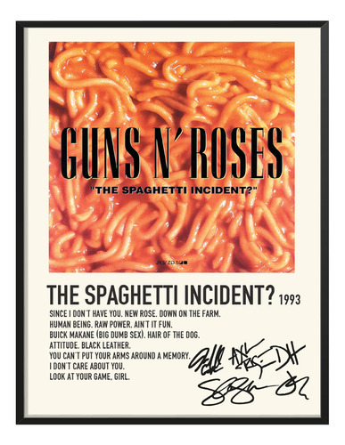 Poster Guns&roses Album Tracklist Spaguetti Incident 80x40