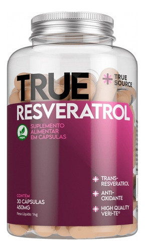 True Resveratrol 450mg (30 Caps) True Source - Sem Sabor Sem Sabor