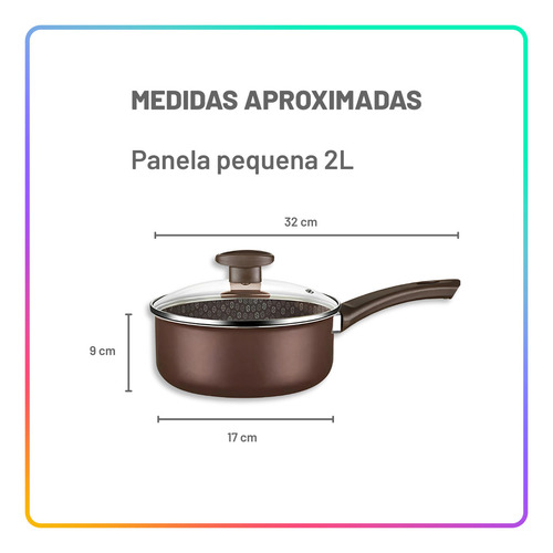 Jogo De Panelas Antiaderente 10 Peças Prime Alumínio Teflon Cor Marrom-escuro