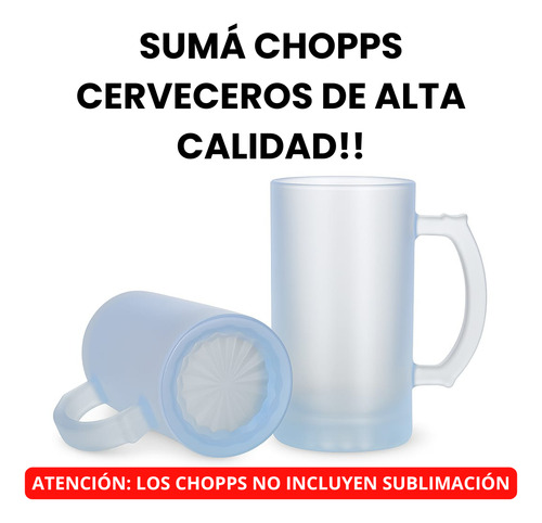Chopp Vidrio Esmerilado Para Sublimar Transparente X 30 Un Blanco Esmerilado