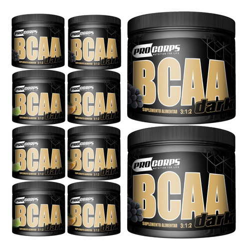 Combo 10 Unidades Bcaa Dark - 150g - Pro Corps Sabor Variados