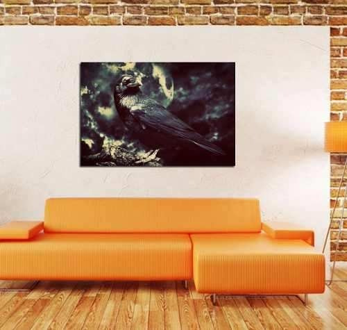 Cuadro 40x60cm Cuervo Raven Gotico Dark Black Animales Noche