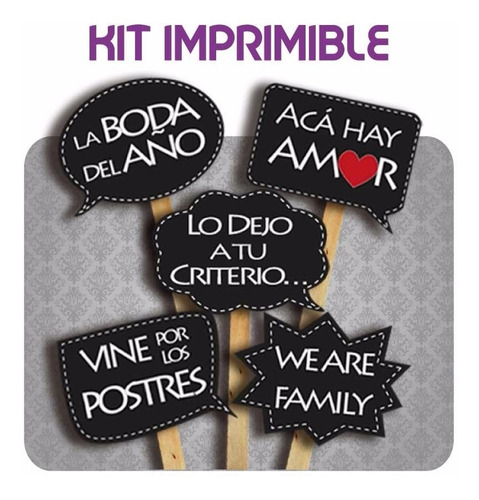 Photoprops Casamiento Boda Imprimible 24 Cartelitos C Frases