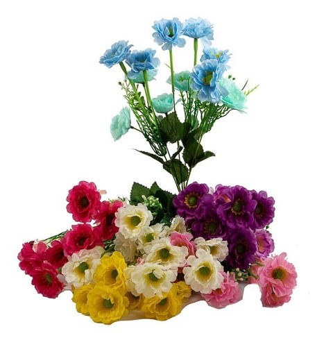 Ramo De Flores Artificial Económico Varios Colores 35cm