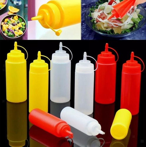 Imagen 4 de 4 de Set 3 Dispensadores Botella Salsas Envase Plástico 450ml