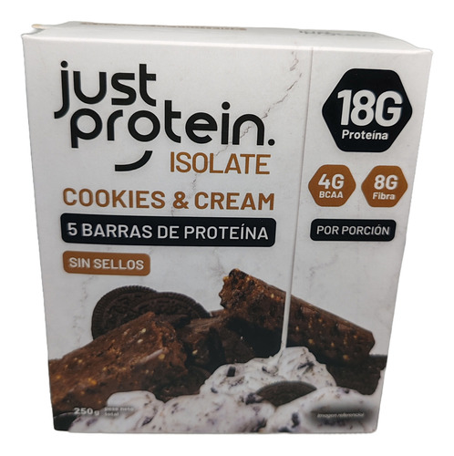 Barras De Proteína Just Protein Cookies & Cream 5 Unidades