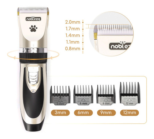 Maquina Cortapelo Eléctrico Recargable Para Mascotas Nobleza Dorado