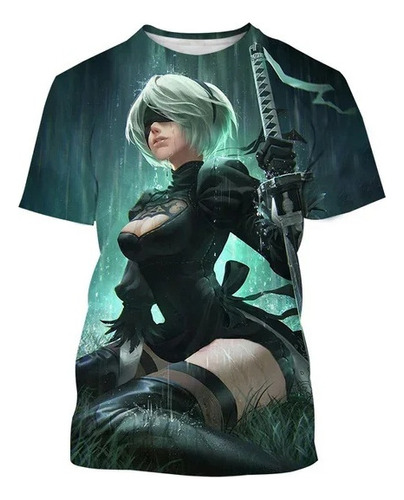 Camiseta Neutral De Manga Corta Estampada 3d Nier Automata