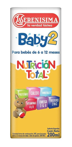 Imagen 1 de 2 de Leche La Serenisima Baby 2 X 200 2 Packs Nutricia Bago