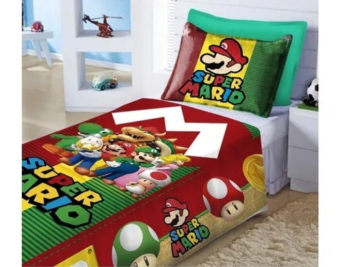  Cubre Cama + Funda Super Mario Bros