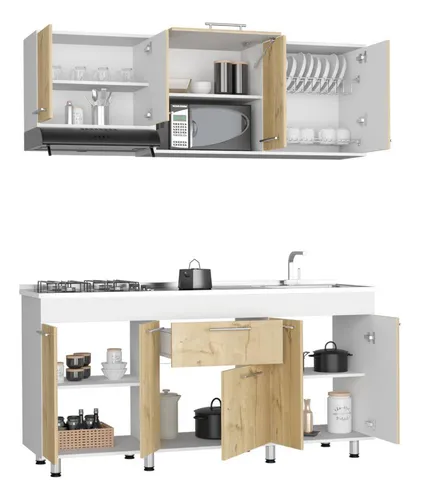 Cocina Integral Wester, Café Claro Y Blanco, Mesón Derecho