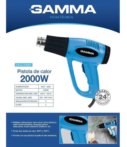 Pistola De Calor Gamma G1935ar 2000 W 220 V - 50 Hz
