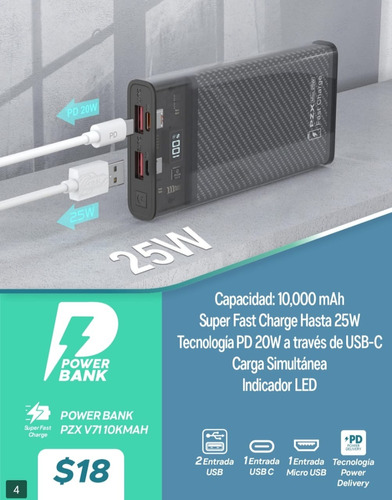 Power Bank 10.000 Mah Super Fast Charge 25 Watt 