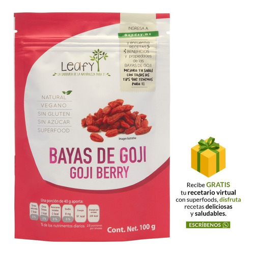 Imagen 1 de 6 de Gojiberries Bayas De Goji Orgánicas Leafy 100g