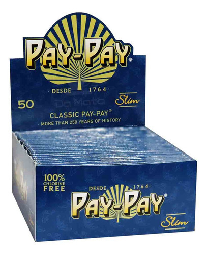 Caixa De Seda Pay-pay Blue King Size Slim  Tabacaria Atacado