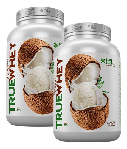 2x True Whey Protein Coconut Ice Cream - True Source 837g