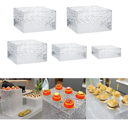 Acrylic Cube Display Box Riser For Table Display 5 Piece Set