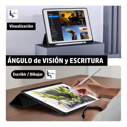 Funda Para iPad 9 8 7 Generación 10.2 Pulgadas Protector Ranura Lápiz Negro