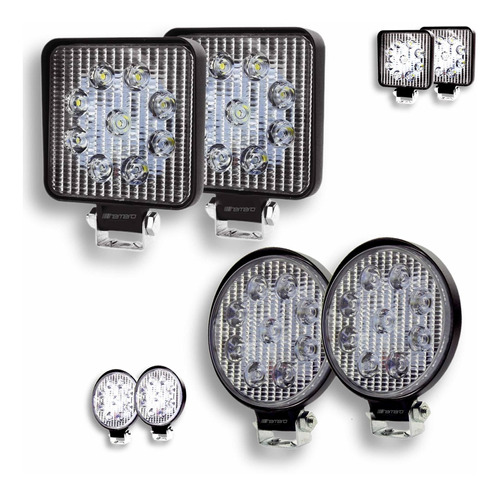 2 Faros 9 Led Redondos O Cuadrados Fijo+estrobo Muy Potentes