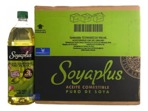 Aceite Puro Soya 946ml Soyaplus-12pzs