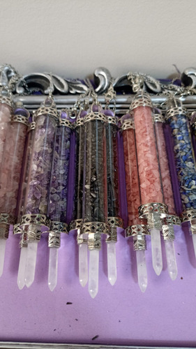 Péndulo Botella Cuarzo Cristal 13cm Radiestesia Talisman Color Amatista
