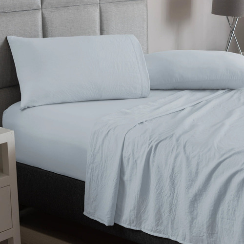 Sabanas Ligeras Frescas Viasoft Blue King Size Vianney Color Azul Claro