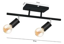 Comprar Lampara Aplique Pared Techo 2 Luces Led Spot E27 Moderno Color Negro\u002FCromo