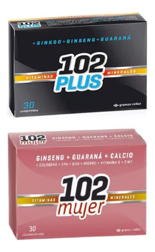 Combo Vitaminas Y Minerales 102 Plus X30 + 102 Mujer X30