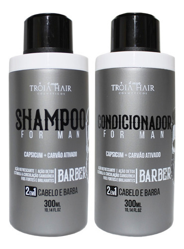  Tróia Hair Shampoo + Condicionador Barba E Cabelo  2x300ml
