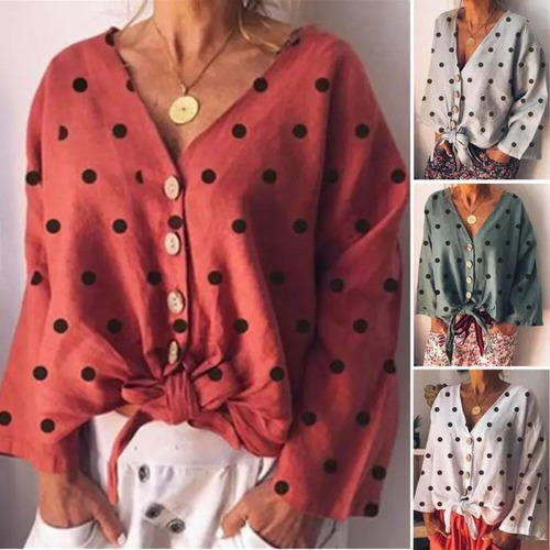 Camisa Blusa Poá Vermelha Com Preto Gg Feminina