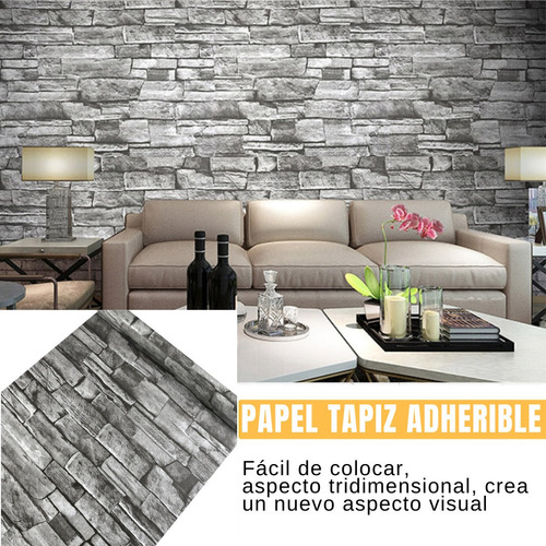 Imagen 5 de 10 de Papel Tapiz Auto-adherible 10mx45cm Piedra Laja Cantera Tp05