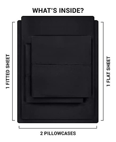 Sabanas Utopia Para Cama Completa De 4 Piezas Color Negro